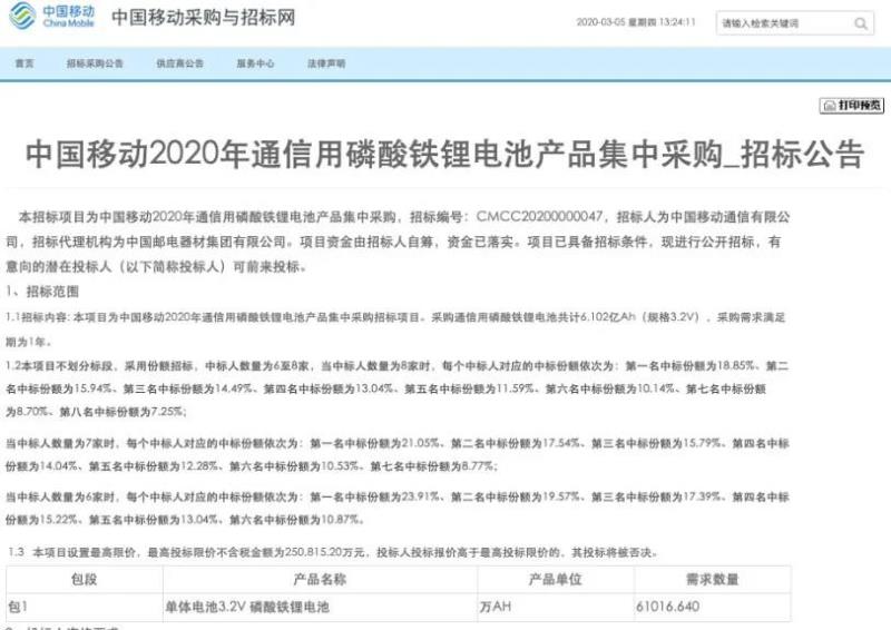 中國移動(dòng)招標(biāo)信息來源:中國移動(dòng)官網(wǎng) 中國移動(dòng)招標(biāo)信息來源:中國移動(dòng)官網(wǎng)