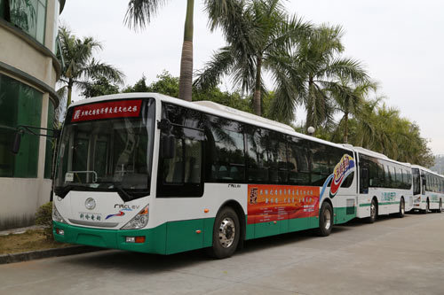 僑興科嶺增程式電動(dòng)客車?？吭趦S興集團(tuán)惠州總部