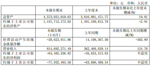 科力遠(yuǎn):上半年實(shí)現(xiàn)營業(yè)收入8.15億元 同比增長124.76% 科力遠(yuǎn):上半年實(shí)現(xiàn)營業(yè)收入8.15億元 同比增長124.76%
