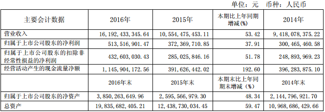 小康股份主要會計數據