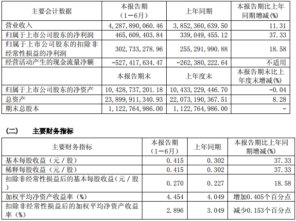 杉杉股份主要會(huì)計(jì)數(shù)據(jù)和財(cái)務(wù)指標(biāo)