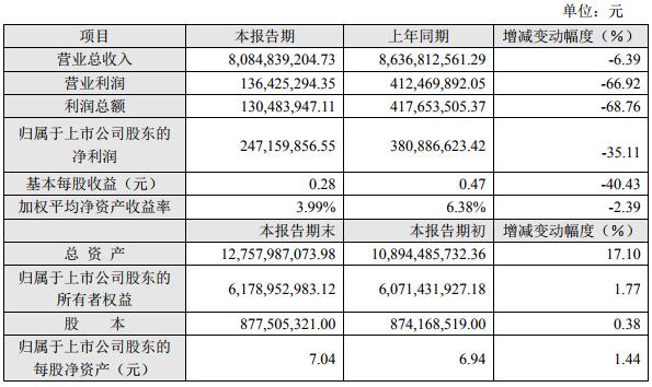 南都電源2018年度主要財(cái)務(wù)數(shù)據(jù)和指標(biāo)