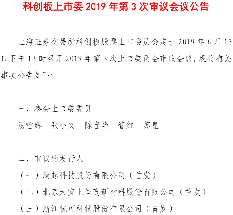 019年第3次上市委審議會議