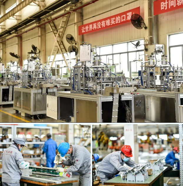 東風(fēng)制造的首批口罩機(jī)下線 每臺(tái)產(chǎn)能為100只/分鐘