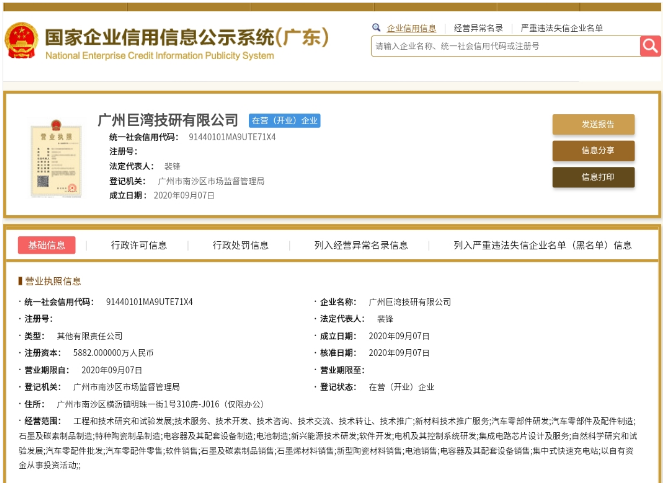 廣汽集團石墨烯高科技產業化公司成立