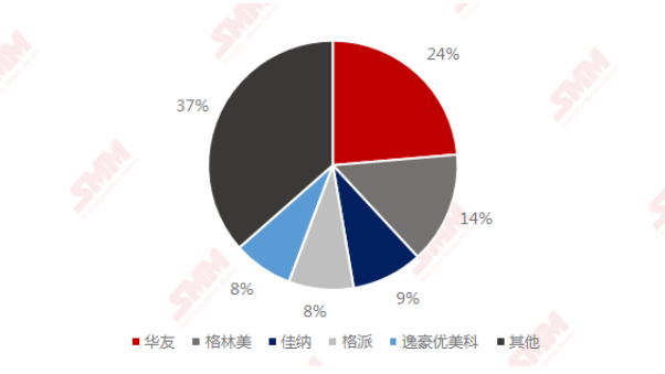 2020年中國硫酸鈷TOP5生產商市占率
