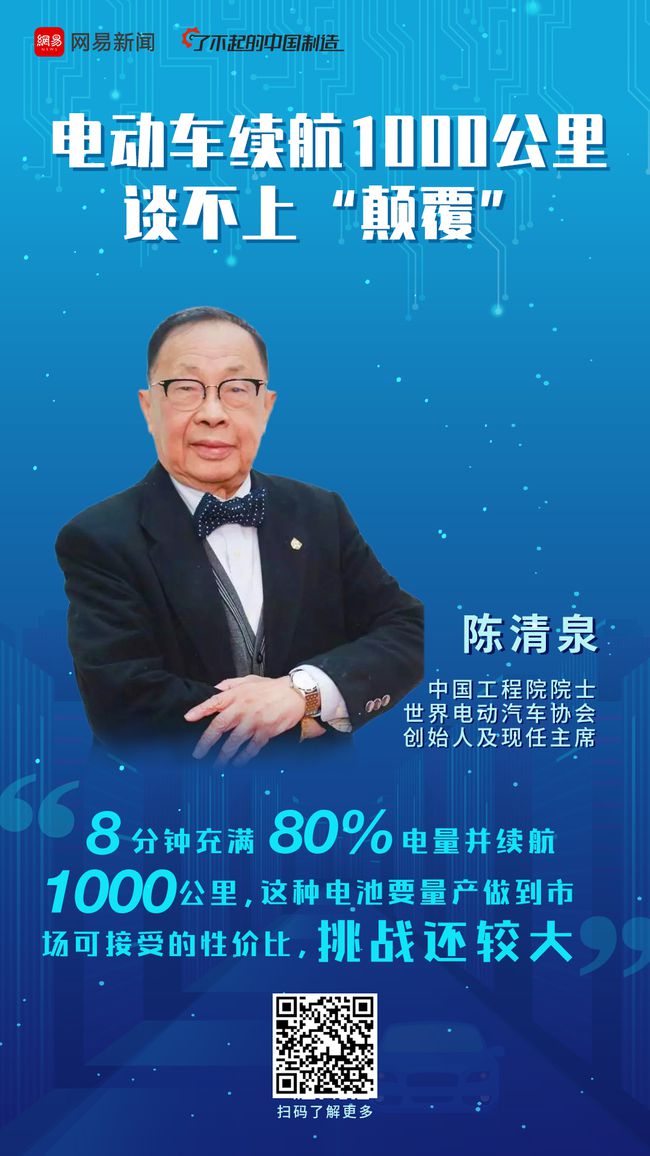 陳清泉院士：電動(dòng)車?yán)m(xù)航1000公里談不上“顛覆”